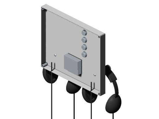 CAD drawing: Assembly for wall-mounted listening station CAD drawing: Assembly for wall-mounted listening station