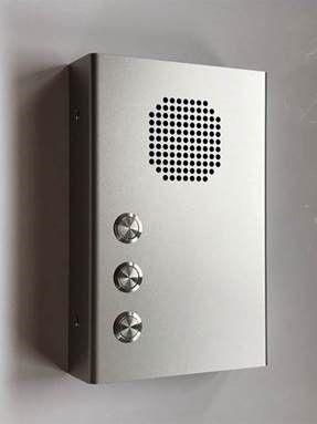 Wall-mounted listening station with push buttons and loudspeaker Wall-mounted listening station with push buttons and loudspeaker