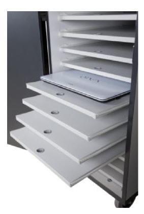 Extendable notebook trolley shelf