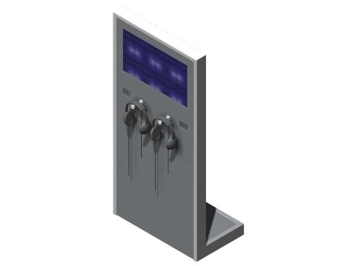Vertical video terminal with headphones