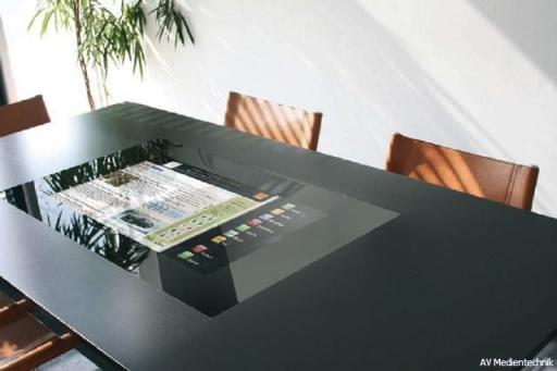 Multimedia table made of wood Multimedia table made of wood